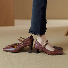 Retro Thick-Heeled One-Strap Mary Jane Shoes