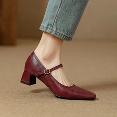Retro Thick-Heeled One-Strap Mary Jane Shoes