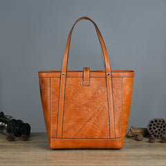 Vintage Vegetable Tanned Leather Women Handbas 9006