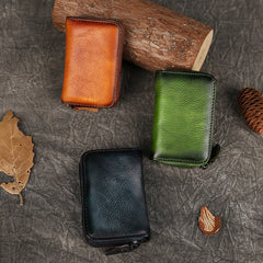 Bonita cartera pequeña de cuero con cremallera