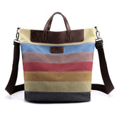 Rainbow Striped Design Canvas Tote Bag