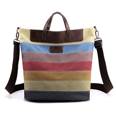 Rainbow Striped Design Canvas Tote Bag
