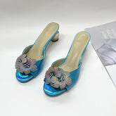 Rhinestone Flower Embellished Sandals