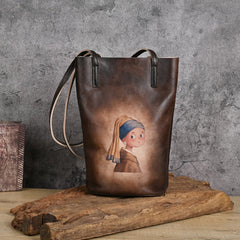 Vintage Handgemachte Tasche aus pflanzlich gegerbtem Leder