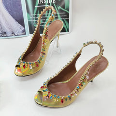 Sandalen mit Kristallen „Temptation“ - Gelb