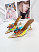 Luxurious Rhinestone Pointed Toe Clear Sandals