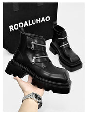 Botas cortas retro con punta cuadrada
