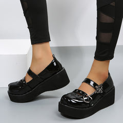 Round Toe Thick-Soled Platform Shoes