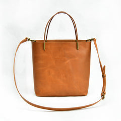 Bolsos de mano de cuero curtido vegetal de estilo sencillo