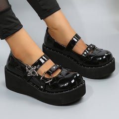 Round Toe Thick-Soled Platform Shoes