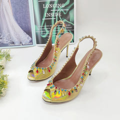 Sandalen mit Kristallen „Temptation“ - Gelb