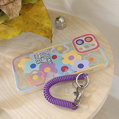 Funda para iPhone con cadena de flores pastel