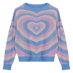 Pastellfarbener Pullover mit Herzmotiv
