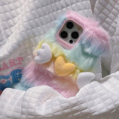 Pastel Rainbow Fuzzy Case For IPhone