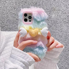 Pastel Rainbow Fuzzy Case For IPhone