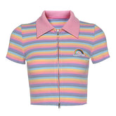 Pastel Rainbow Zip Top