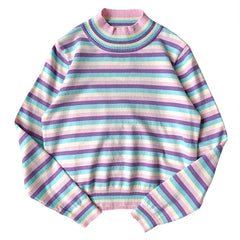 Rollkragenpullover mit pastellfarbenen Streifen
