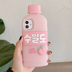 Funda para iPhone con diseño de botella de agua de melocotón