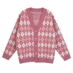 Rosa Strickjacke mit Argyle-Muster