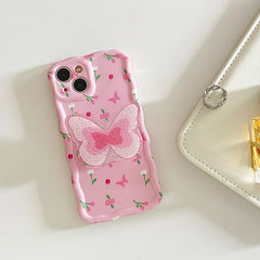 Pink Flowers Butterfly Case For IPhone