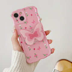 Pink Flowers Butterfly Case For IPhone