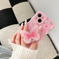 Pink Flowers Butterfly Case For IPhone
