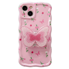 Pink Flowers Butterfly Case For IPhone