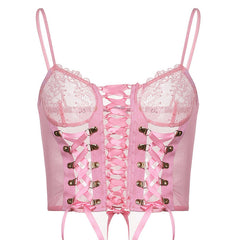 Rosa Spitzen-Netztop