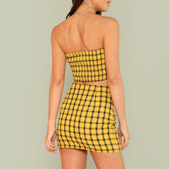 Set aus Oberteil und Rock mit Karomuster