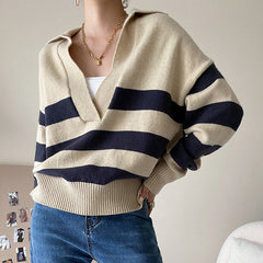 Pullover mit Streifen und Preppy-Kragen