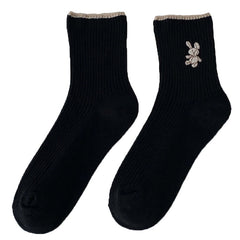 Gerippte Socken mit Kaninchenmotiv