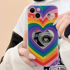 Rainbow Heart Mirror Case For IPhone