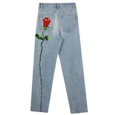 Rose Embroidery Jeans