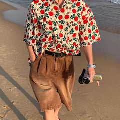 Camisa extragrande con bordado de rosas