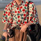 Rose Embroidery Oversized Shirt