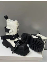 Stiefel mit Gürtelschnalle und Reißverschluss, halbhoch für Damen