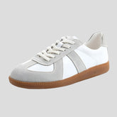White Split Leather Sneakers Flat for Women
