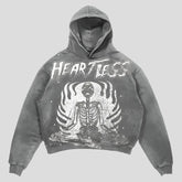 Herzloser Totenkopf Hoodie - Grau Unisex