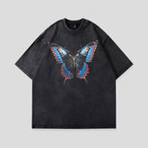 Camisetas góticas lavadas y holgadas con esqueleto para hombre