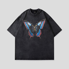 Camisetas góticas lavadas y holgadas con esqueleto para hombre