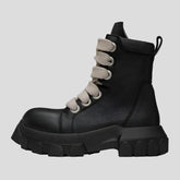 Style Cross-Tied Chunky Bottom Leather Men's British Ankle Boots
