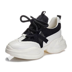 Women's 8cm Leather Air Mesh Platform Sneakers