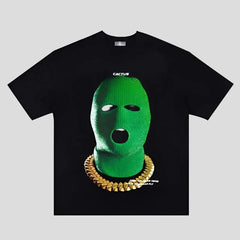 Vintage Green Hood Gangster Oversize Tee Streetwear Statement