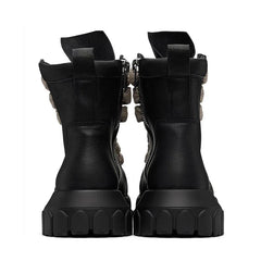 Style Cross-Tied Chunky Bottom Leather Men's British Ankle Boots