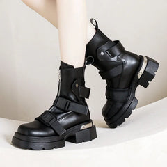Botines de plataforma gruesa con detalle de hebilla de cinturón moderno