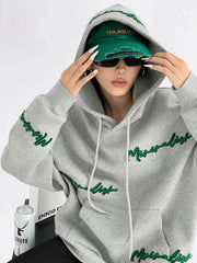 Fleece Letter Embroidery Hooded Unisex Sweatshirts