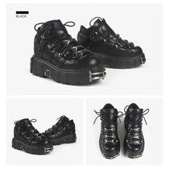 Goth Plateau Sneaker für Damen – Edgy Style in klassischem Schwarz