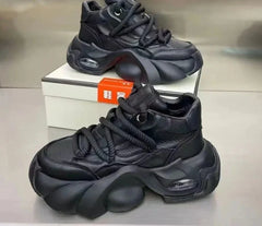 Microfiber Leather Upper Increased Platform Stylish Sneakers