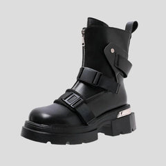 Botines de plataforma gruesa con detalle de hebilla de cinturón moderno