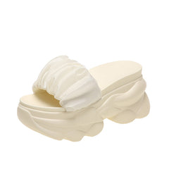 Sandalias de plataforma de una sola banda de seda para mujer